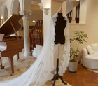 Mantilla Lace Trim Wedding Veil French Ivory Cathedral Lace