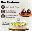 10  Rotating Cake Stand With Acrylic Dome Lid - 360 Degree Acacia Wood Spinni   