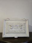 Vtg  Large Max Klein White Gold Plastic Sewing Box Case W tray Sc-4015