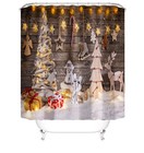 Christmas Shower Curtain Bathroom Rug Set Bath Mat Pedestal Rug Toilet Lid Cover