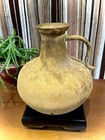 Early 20th-c Japanese Bronze Vase With Lacquered Gold Patina 7      Stand