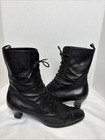 Vtg Amalfi Victorian Edwardian Lace Up Black Leather Boots Sz 9 Made Italy Goth