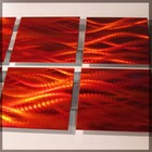 Modern Abstract Metal Wall Art Red Orange Painting Sculpture Home Decor Flame
