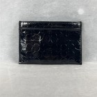 Coach Signature Card Holder Black Embossed Leather Slim Wallet Credit Card Case