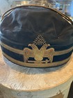 Antique 32nd Degree Scottish Rite Cap Hat Masonic Embroidered W  Original Box