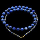 Beautiful Near Eastern Old Blue 10mm Lapis Lazuli Stone Beads Necklace 