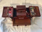 Singer Wood Accordion Sewing Box With Drawers And Thread Vintage