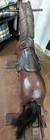 Antique Wooden Gliding Horse With Leather Saddle And Stirrup Real Horse Hair  