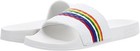 Size 8 Michael Kors Women Slide Sandals Mk Gilmore White Rainbow Logo Pool New
