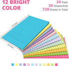 Lined Sticky Notes  4 X 6 Inches  24 Pads  30 Sheets pad  Bright