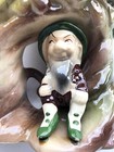Gnome Elf Planter Vase California Pottery Sitting In Tree Trunk Mcm Ceramic Vtg