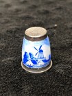 Vintage 935 Argentium Silver With Enamel Windmill Scene  No Holes germany Size 8