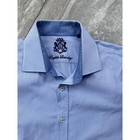 English Laundry Mens Size 17 34 35 Blue Gingham Dress Shirt Long Sleeves