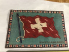 Vtg Tobacco Premium Felt Flannel Flag Rug Switzerland Swiss Cigar Box 1900s