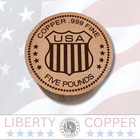 25 Lbs   Of 5 Pound Historic Coin Design  999 Fine Copper Bullion Rod Coin 5 Lb 