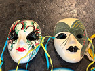 Hand Painted Mardi Gras Style Ceramic Masks For Wall Decor Set Of 10