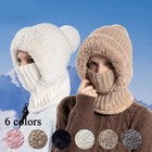 3 In 1 Ladies Knit Beanie Hat Fleece Lined Winter Scarf Mask Set Snow Caps Gifts