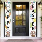  Happy Easter Bunny Rabbit Porch Banner Sign  Eggs Carrot Front Door White