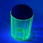 Paneled Octagon Green Uranium Tobacco Vanity Powder Dresser Jar  Humidor  3 