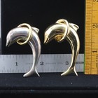 Vintage Vibe Cool Pair Of Dolphin In Swim Rings In Silver   Gold Toned Brooches