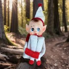 Vintage Christmas Knee Hugger Pixie Elf 9    Blue Eyes Pointy Ear Figure Doll