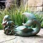 Mermaid Statue Laying Down Lady Nautical Beach Decor Bronze Patina Patio Gift 12