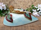 Heart Dragonfly   Vines Large Ceramic Handmade Love Token Tonala Mexico Folk Art