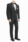 Boys Black Tuxedo Jacket With Pants Two Button Front Satin Peak Lapels