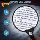 Large Magnifying Glass With Light 10x 20x 45x Illuminated Handheld Magnifier    