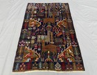 Antique Afghan Animal Pictorial Rug 4x6 Handmade Persian Style Oriental Carpet