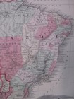 Hand Colored Map Johnson s Atlas Brazil Argentine Republic Uruguay Paraguay 1863
