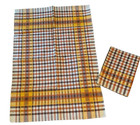 Kitchen Dish Towel Set 2 Nos Textured Woven Cotton Brown Rust Stripe Germany Vtg