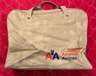 Vintage American Airlines Logo Travel Bag 1960s Tan Vinyl Airline Carry-on Tote