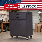 Mobile Metal Rolling Tool Garage Workshop Cart With Wheels Storage Cabinet