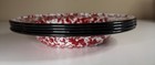 Set Of 4 Red And White Speckle Splatter Enamelware 8  Shallow Bowls Rimmed