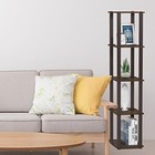 5-tier Corner Square Rack Display Shelf - Walnut Brown  Space-saving Storage Uni