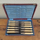 Antique Silver   Bone Knives Set Of 12 In Box Paris Victorian Late 1800 s