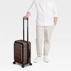 Hardside Carry On Spinner Suitcase With Front Pocket - Open Story Chocolate