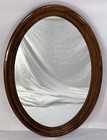 Vintage Deep Well Oval Wood Wall Mirror 37 75 x25 25  Lenoir Plated Glass