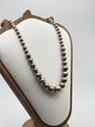 Vintage 925 Sterling Silver Graduated Navajo Pearl Bead Necklace 18  33g Patina