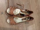 Freed Of London Tan Suede Lace-up Latin Dance Heel Ballroom Shoe