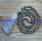 Gray Labradorite Tibet Buddhist 108 Prayer Beads Mala Necklace Meditation