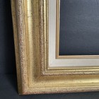 Vintage 3    Wide Wall Gold W linen Line  15 5x17 5    Wood Frame Fits 8x10    Picture