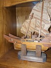Large 18  Vintage Hand Carved Wood Chinese Junk Model Ship Nautical Decor 21  T