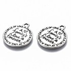 5 Quote Charms Antiqued Silver Inspirational Family Pendants Circle Of Love 20mm