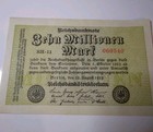 Antique 1923 German 10 Million Mark Banknotes Paper Money Weimar Great Condition