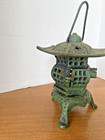 Vintage Cast Iron Japanese Pagoda Garden Hanging Light Candle Lantern Lamp
