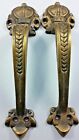 2 Solid Brass Crown Handles 6-3 4  Pulls Door Cabinet Ant  Style Barn Gate  p10