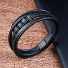 Men s Leather Braided Bracelet Multi Layer Punk Bracelet Bangle Magnetic Clasp