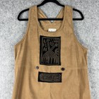 Vtg Nina Piccalino Faux Suede Jumper Maxi Dress Womens 8 Tan Usa Aztec Artsy 80s